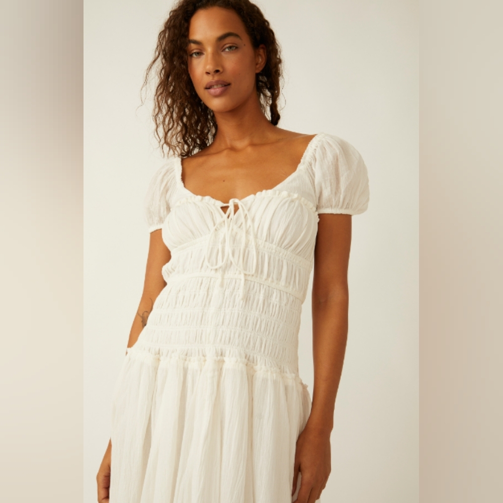 Free People White Midi Puff Sleeve Maxi Dress - Picture 7 of 12